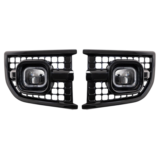 Defender Widetrack Powercube DRL Front Bumper Intakes