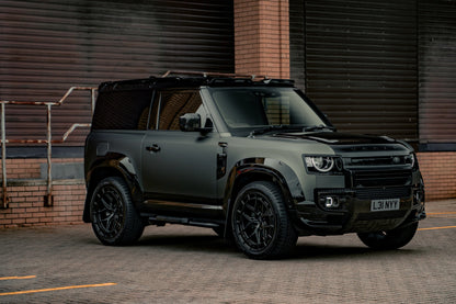 Defender 90 Black Shadow Side Steps - Hex Pattern